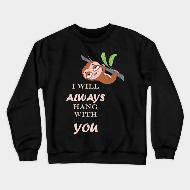 Funny Cute Hanging Sloth Crewneck Sweatshirt by Foxydream